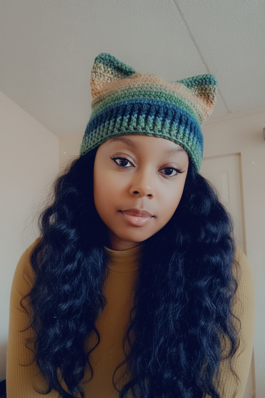 Crochet Cat Ear Beanie Product Photo